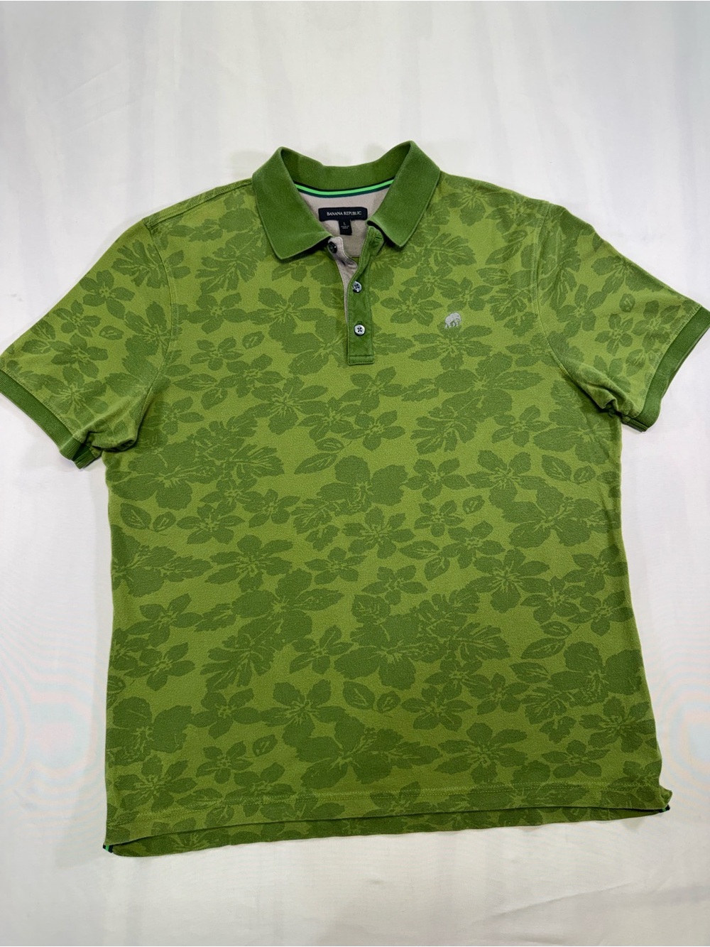 Banana Republic Olive Green Floral Jacquard Polo - Picture 6 of 8